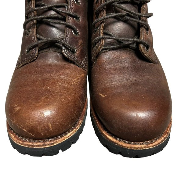 Chippewa Brown Leather Lace Up Vibram Sole Work Boot Shoes Mens Size 8 M Casual - Picture 7 of 16